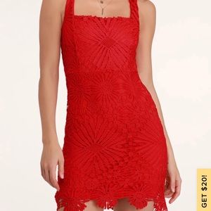 Lulus Red Lace Mini Dress